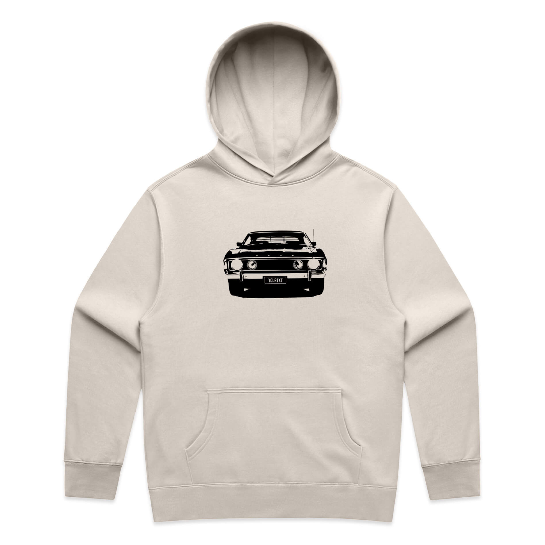 Car with Custom Number Plate Hoodie [Bone]