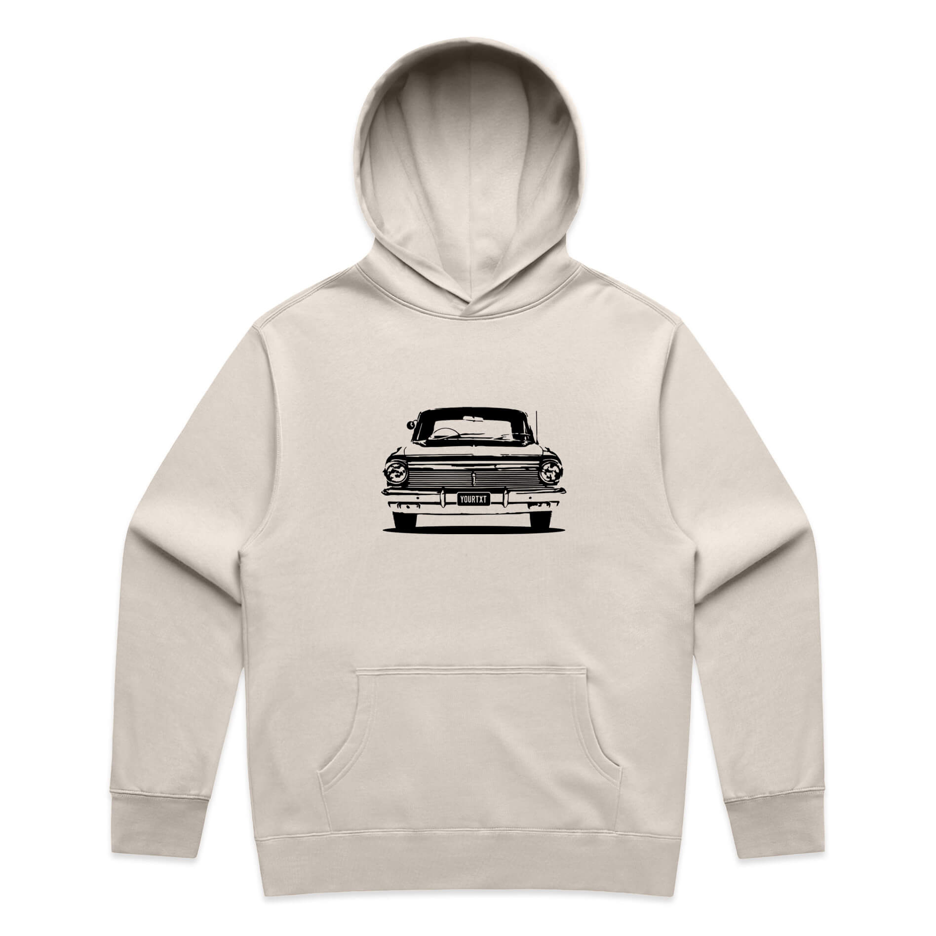 Car with Custom Number Plate Hoodie [Bone]