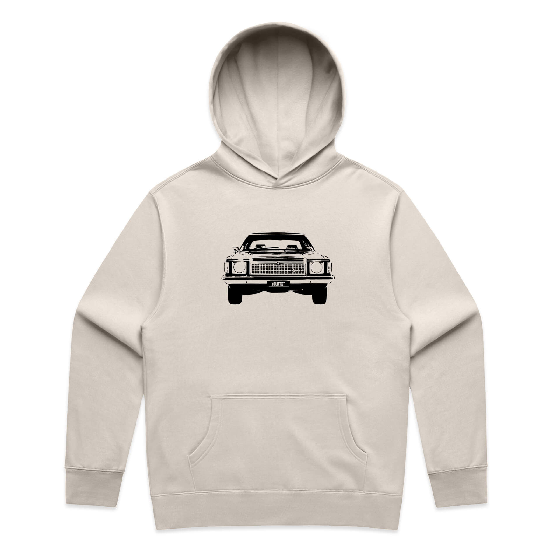 Car with Custom Number Plate Hoodie [Bone]