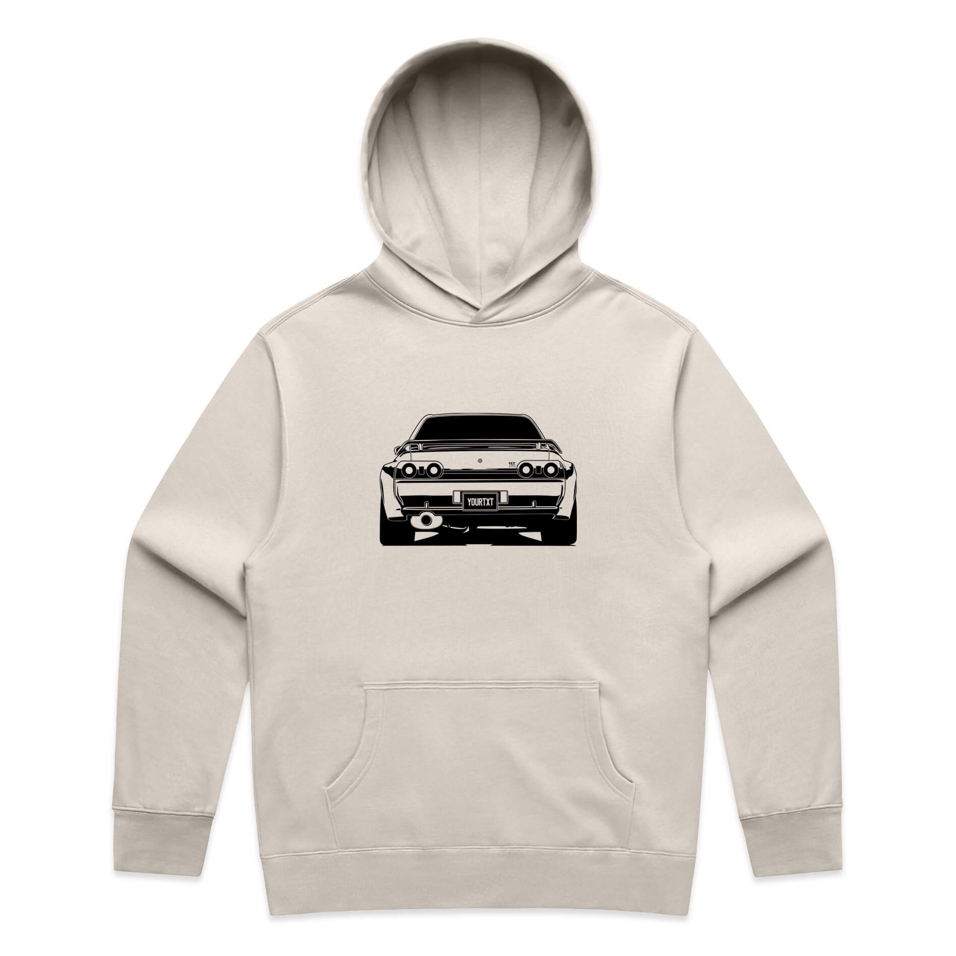 Car with Custom Number Plate Hoodie [Bone]