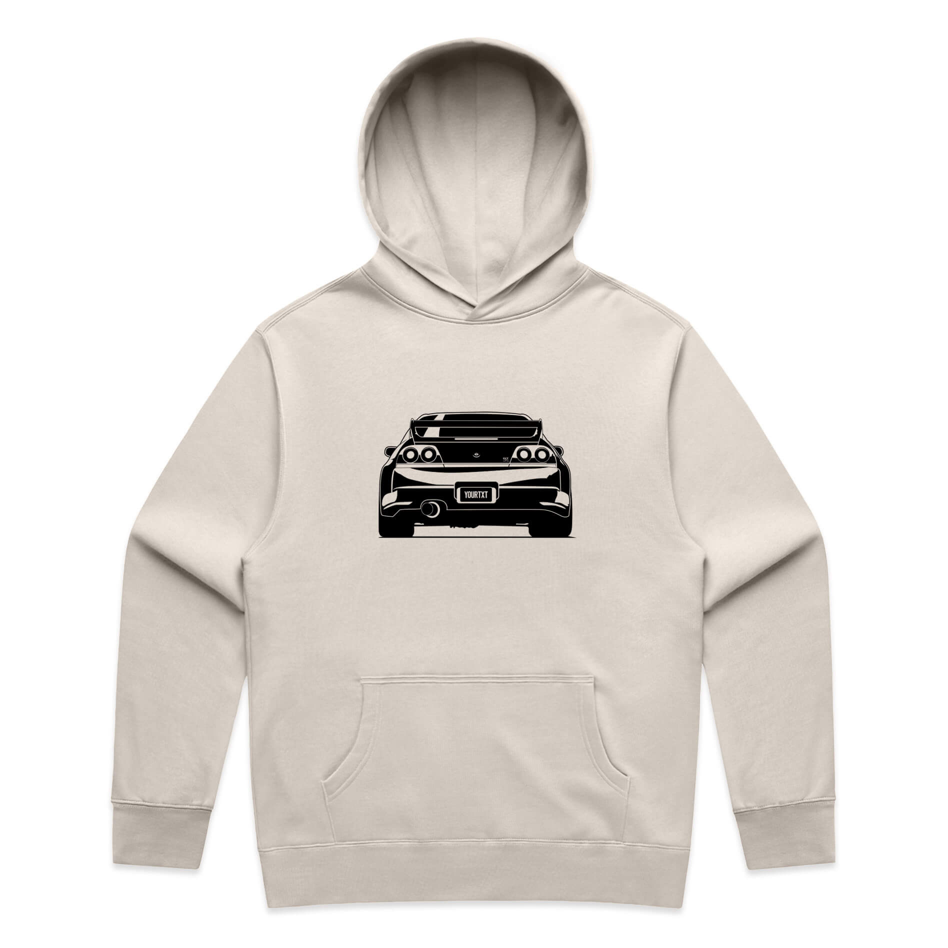 Car with Custom Number Plate Hoodie [Bone]