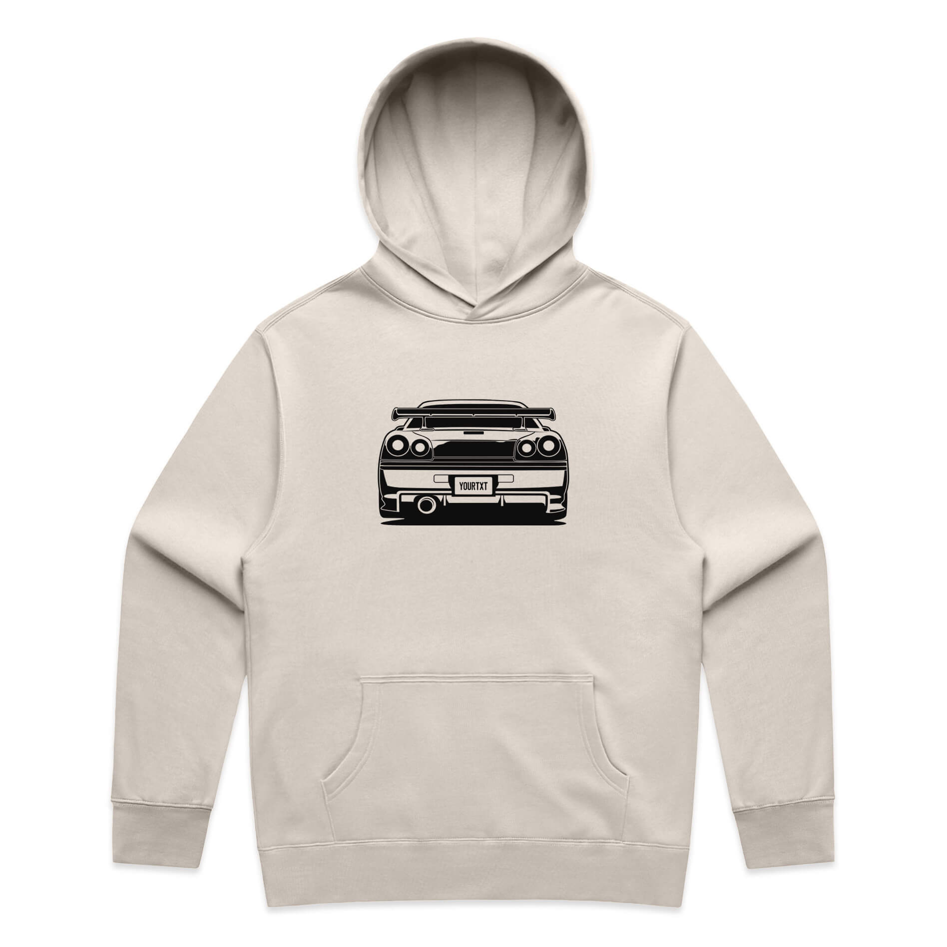 Car with Custom Number Plate Hoodie [Bone]
