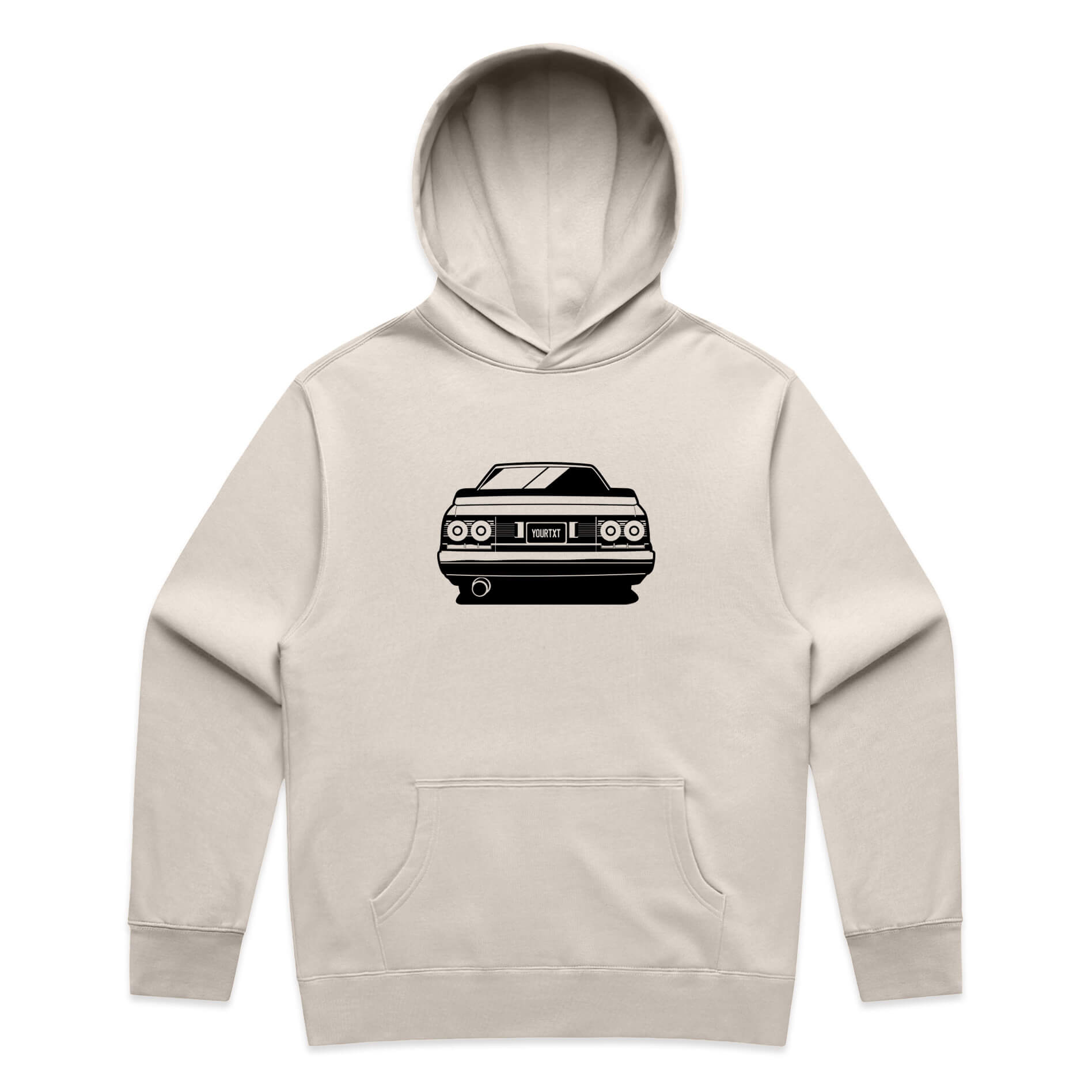 Car with Custom Number Plate Hoodie [Bone]