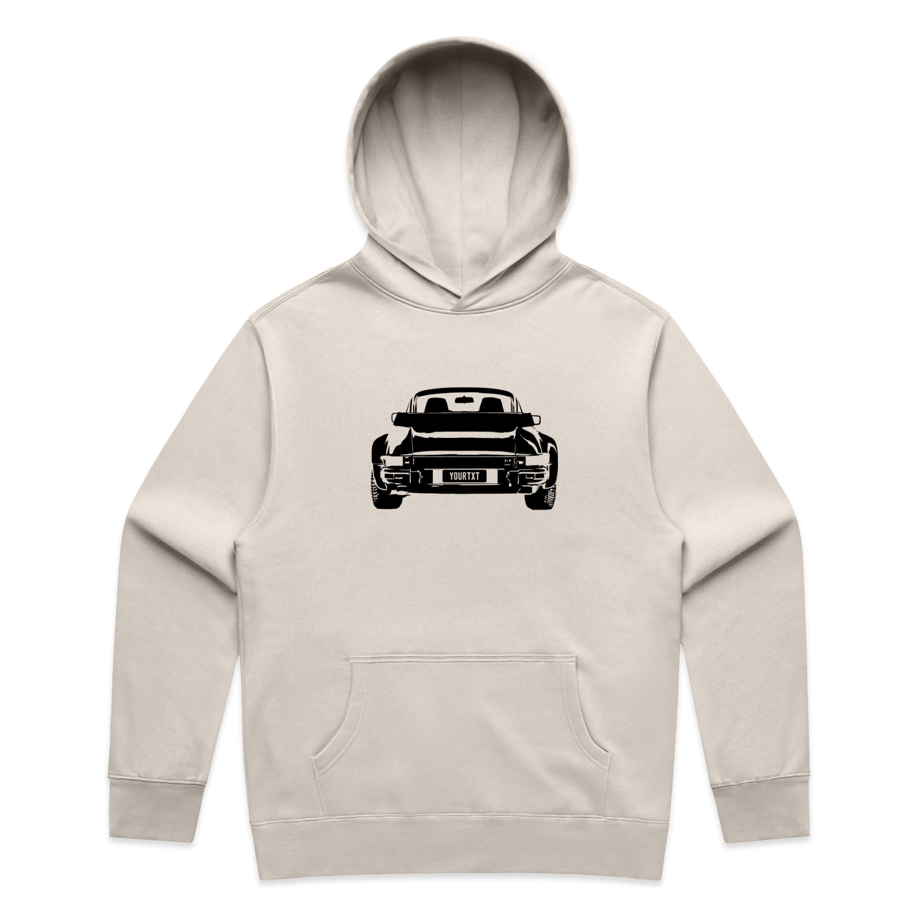 Car with Custom Number Plate Hoodie [Bone]