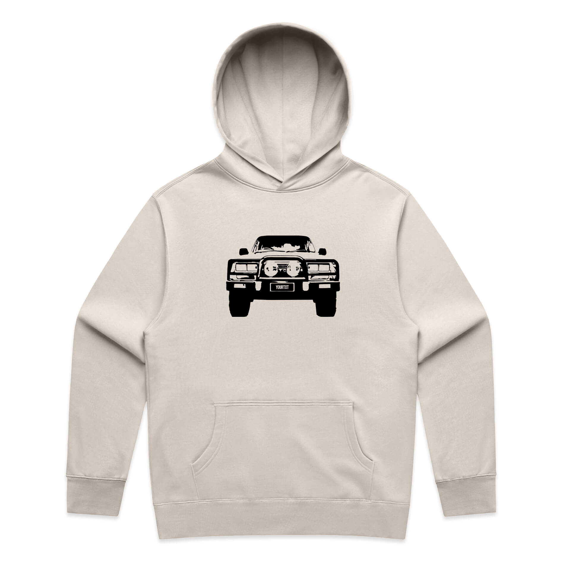 Car with Custom Number Plate Hoodie [Bone]