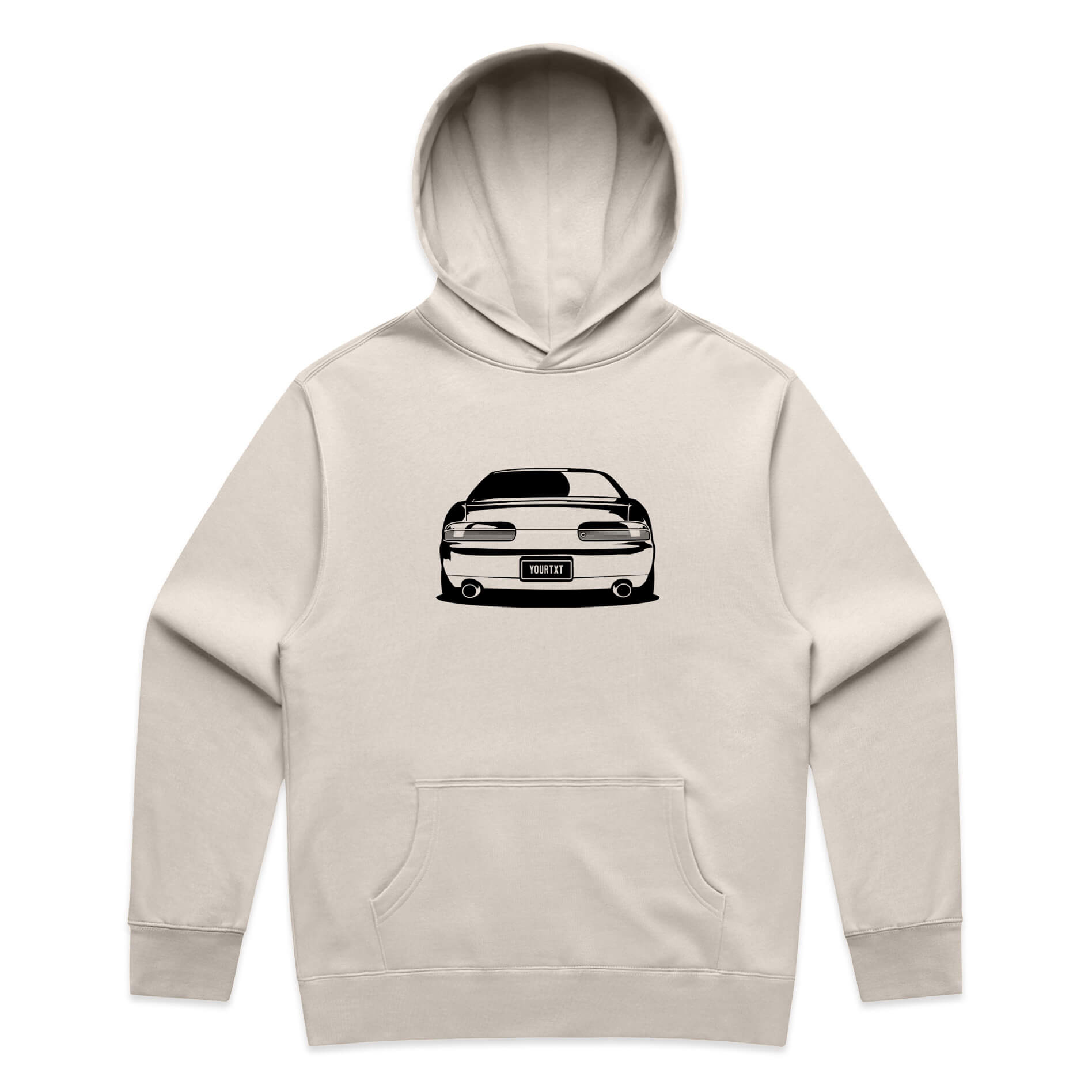 Car with Custom Number Plate Hoodie [Bone]