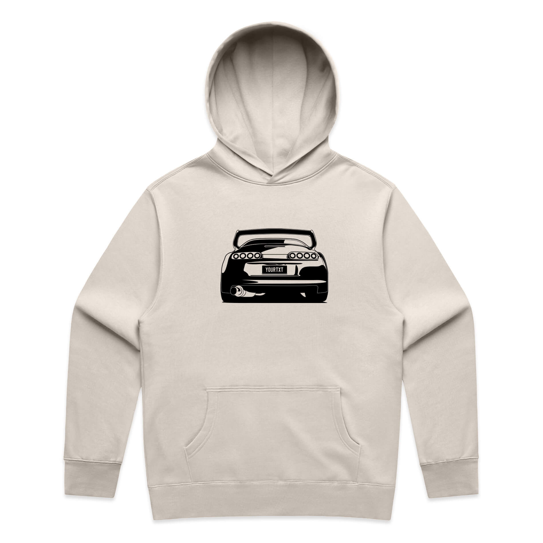 Car with Custom Number Plate Hoodie [Bone]