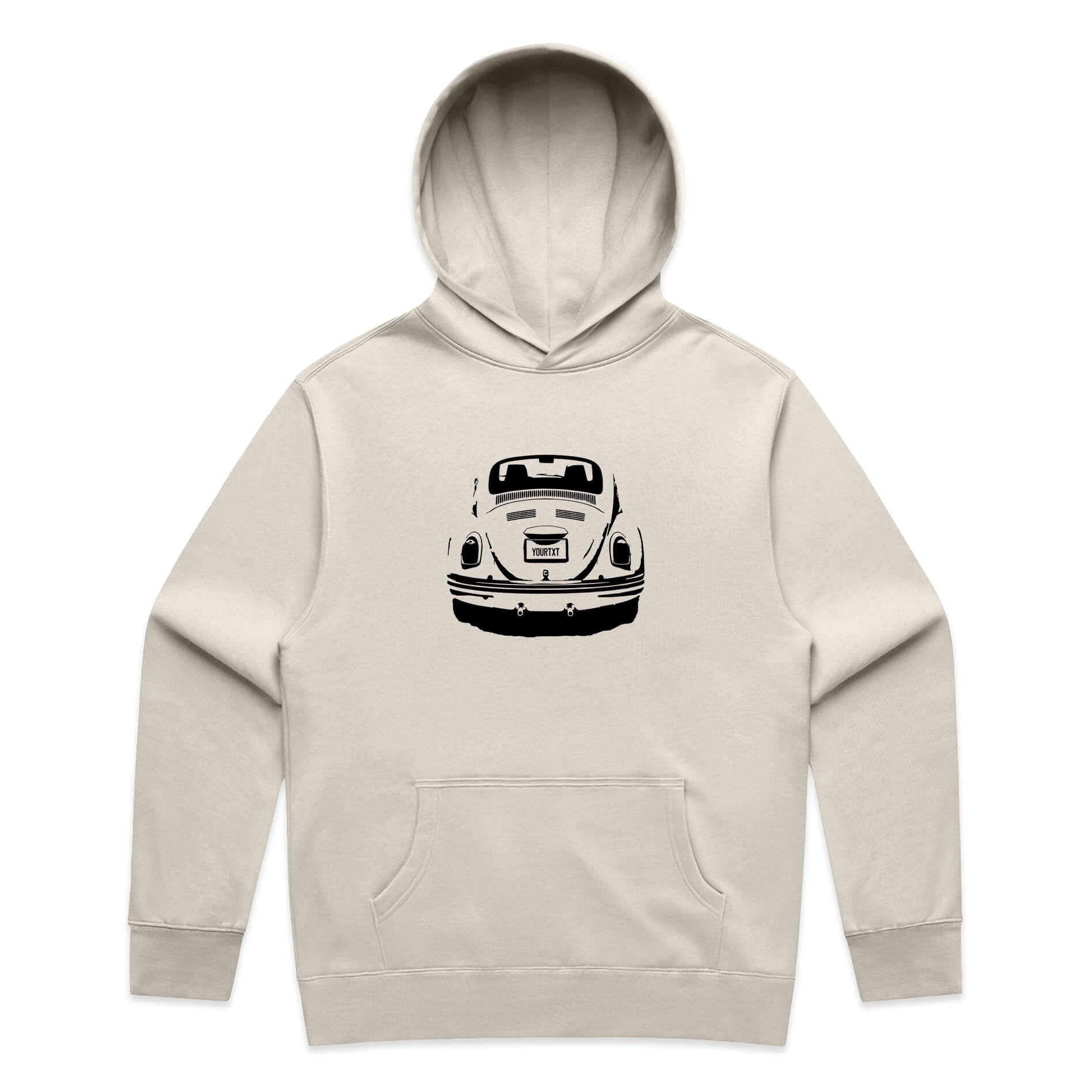 Car with Custom Number Plate Hoodie [Bone]